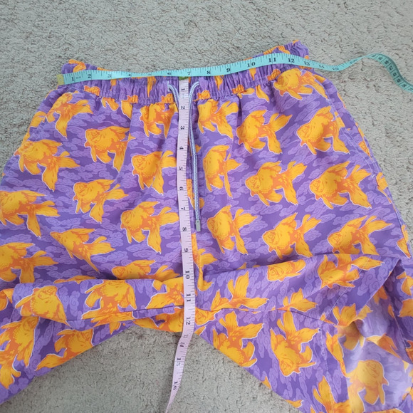 Peter Millar M Swim Trunks Goldfish Print Drawstring Mesh Lined Shorts Purple - Picture 4 of 13
